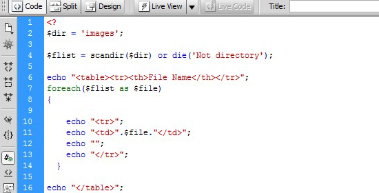 Get the names of all files from a folder, using PHP?