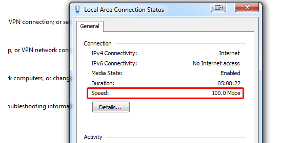 How to know, check network card speed, Windows 10?