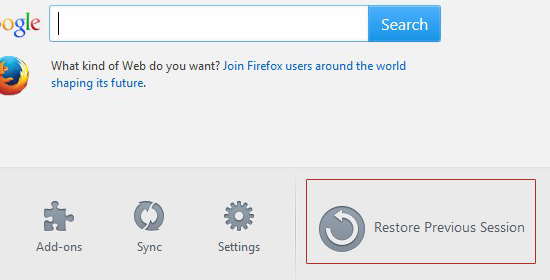 Firefox restore previous session? previous closed window?