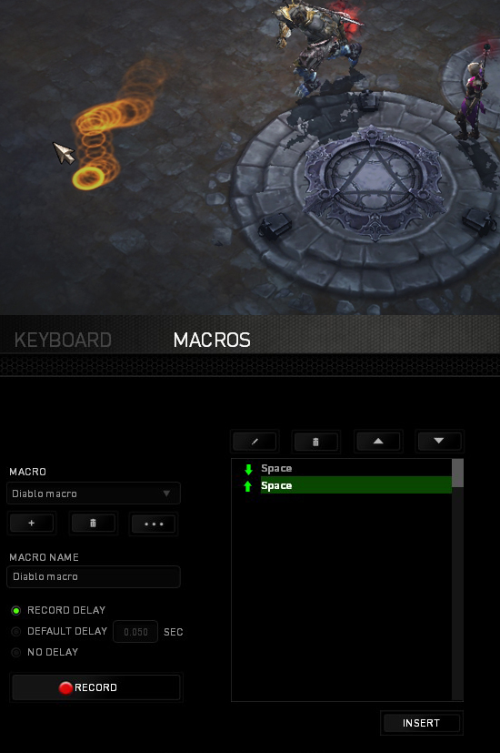 Diablo 3 Razer Synapse macro – playing without pressing left click?