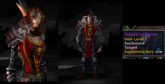 Tabard of Flame from Black Market Auction House, gold price, transmog?