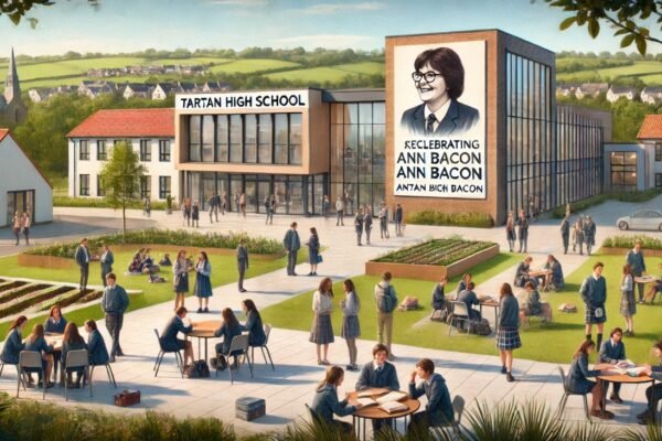 Tartan High School Ann Bacon building with focus on Ann Bacon's contributions to the educational community