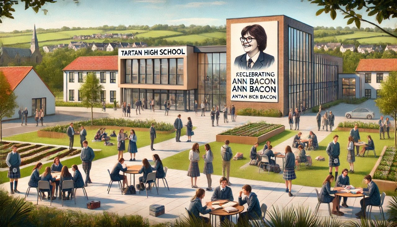 Tartan High School Ann Bacon building with focus on Ann Bacon's contributions to the educational community