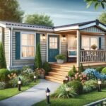 Upgraded mobile home exterior with modern siding, porch, and landscaping - https// mobilehomeexteriors.com